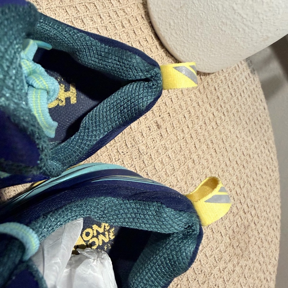 Hoka Navy, Teal & Yellow Trail Running Sneakers - Picture 4 of 10
